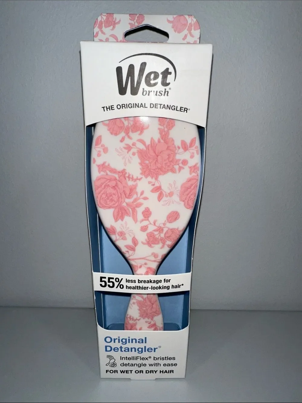 Wet Brush The Original Detangler Hair Brush Toile Rose White Pink